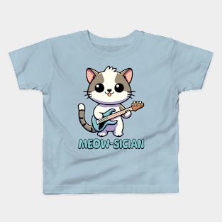 Meowsician! Cute Musical Cat Pun! Kids T-Shirt